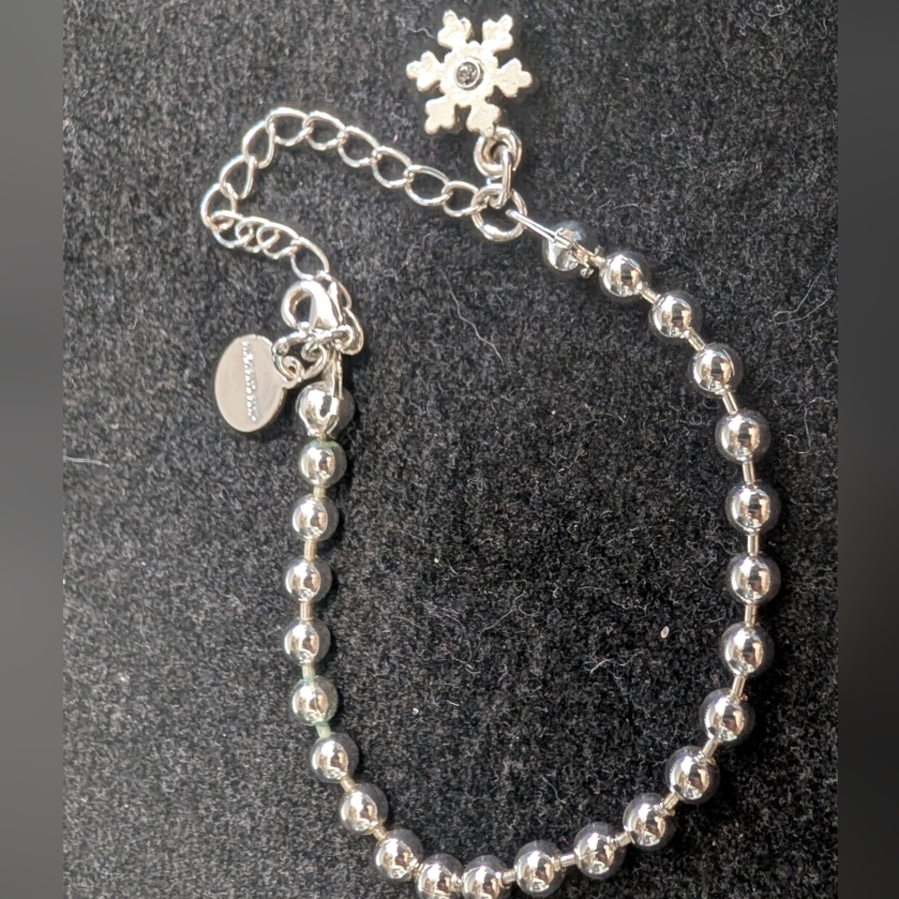 Silver Snowflake Charm Ball Chain Bracelet